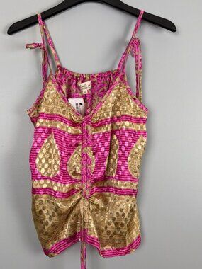 Kantha Bae Butterfly Tank Bohemian Vtg Silk Upcycle India Sari Beach Tropic NWT